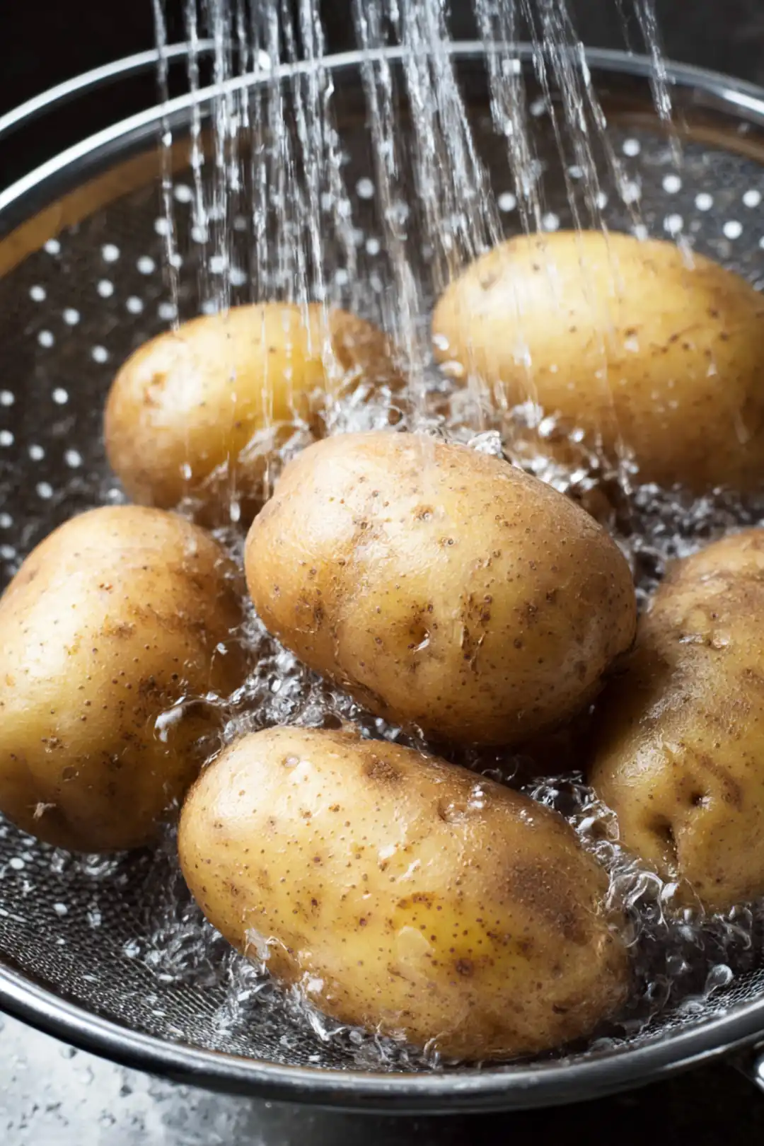 Prepare russet potatoes by scrubbing and poking holes in them