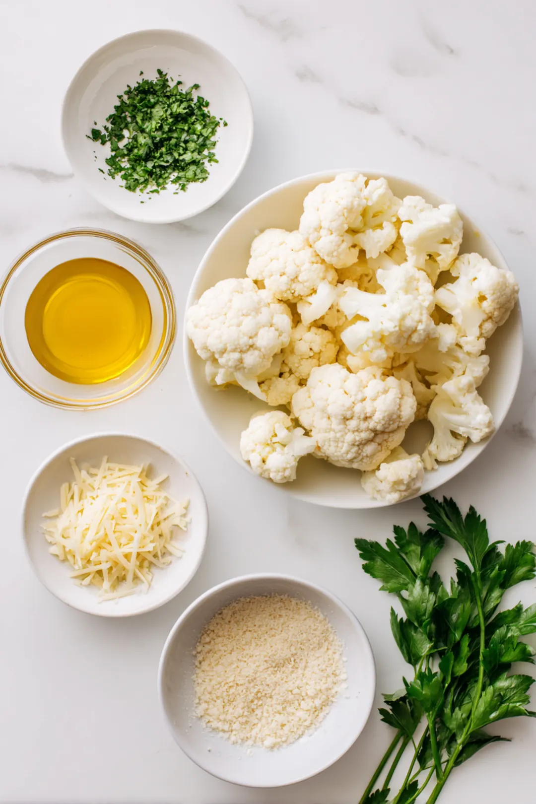 air fryer garlic parmesan cauliflower - ingredients