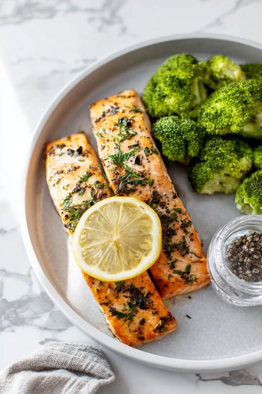 Air fryer lemon herb salmon