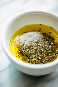Combine olive oil, lemon juice, oregano, thyme, and minced garlic to create the marinade