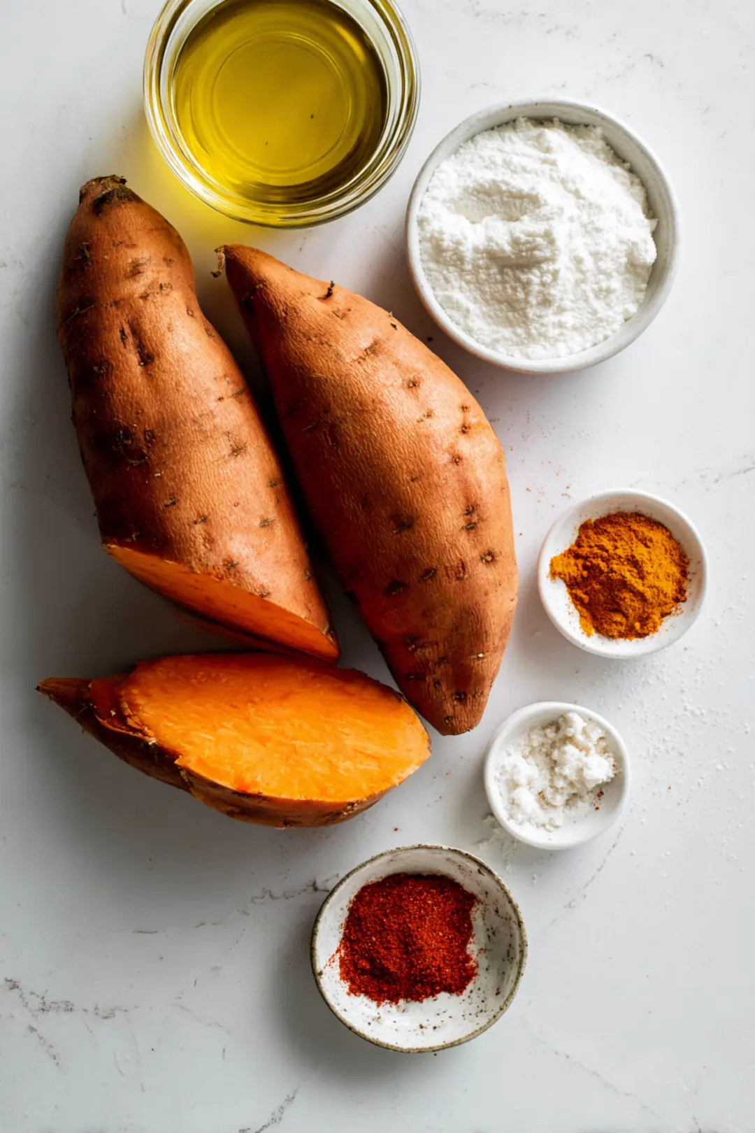 how to make extra crispy sweet potato fries - ingredients