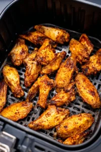 Place wings in the air fryer basket in a single layer and cook for 25 minutes shaking halfway through