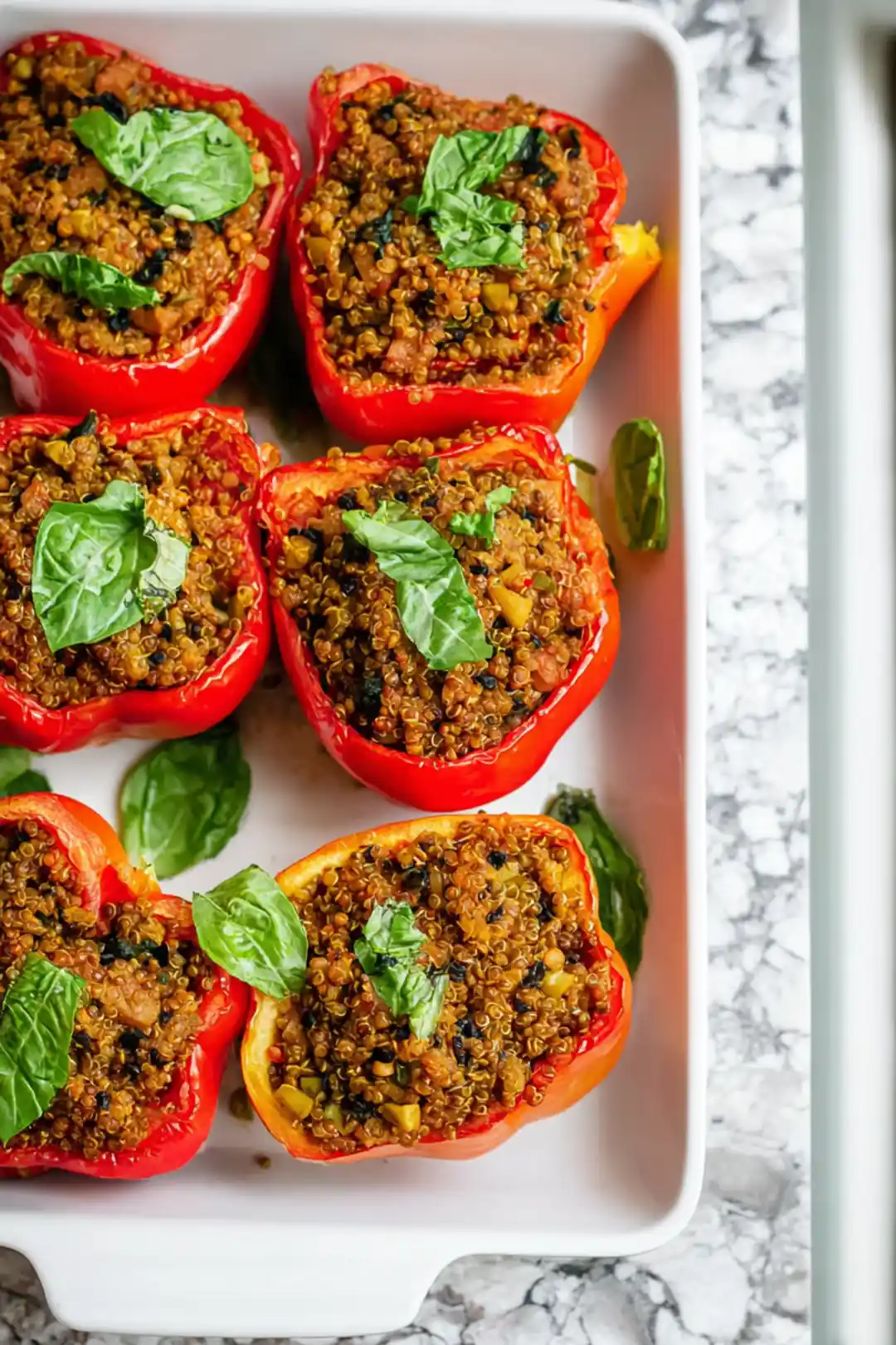 air fryer stuffed peppers with quinoa and lentils