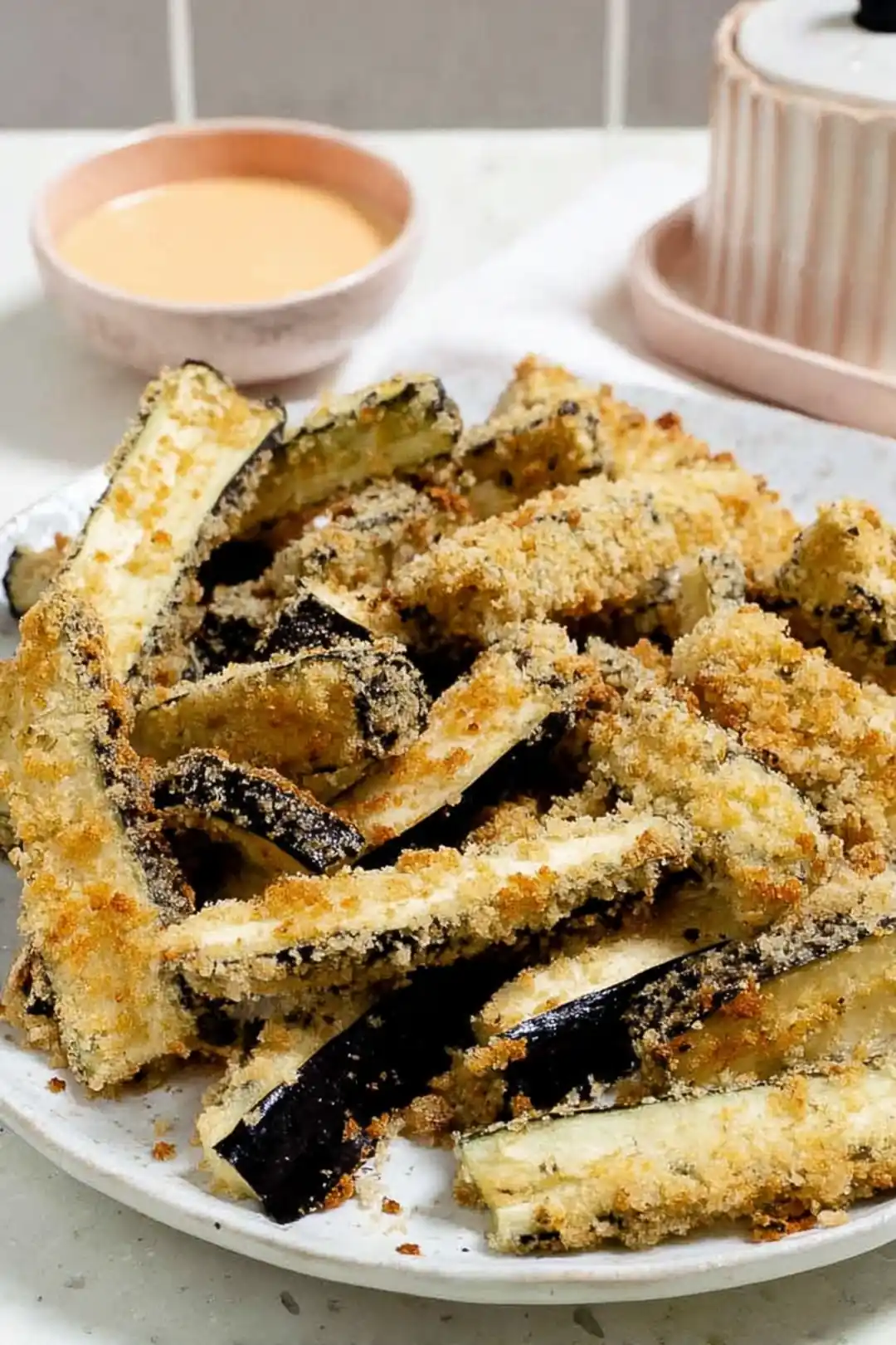 Mediterranean-style air fryer eggplant fries