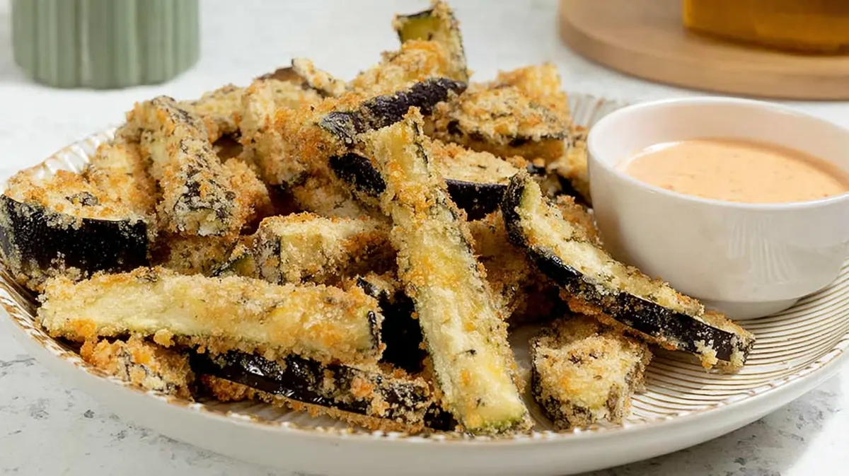 Mediterranean-style air fryer eggplant fries