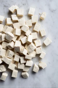 Press the tofu to remove excess moisture and cut into cubes