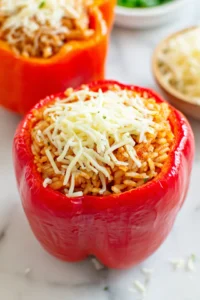 Stuff the peppers with rice mixture and cook in air fryer