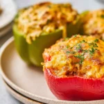vegetarian air fryer stuffed peppers with rice