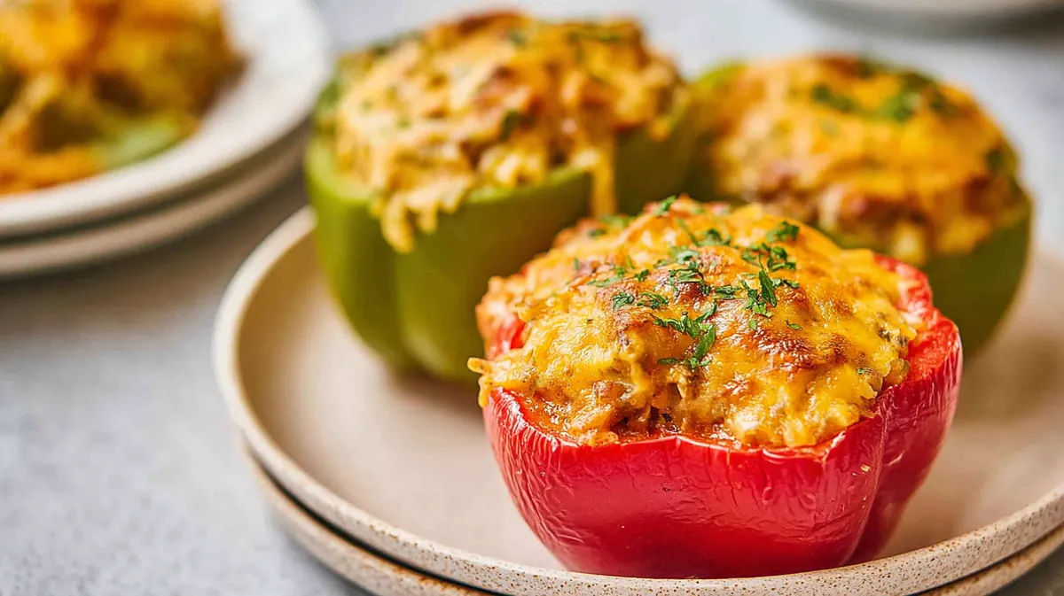 vegetarian air fryer stuffed peppers with rice