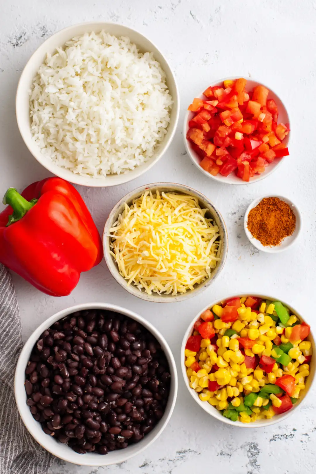 Vegetarian air fryer stuffed peppers with rice - ingredients