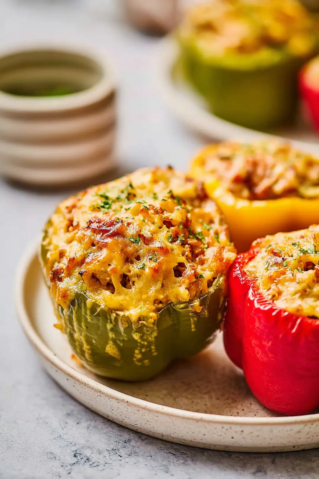 vegetarian air fryer stuffed peppers with rice