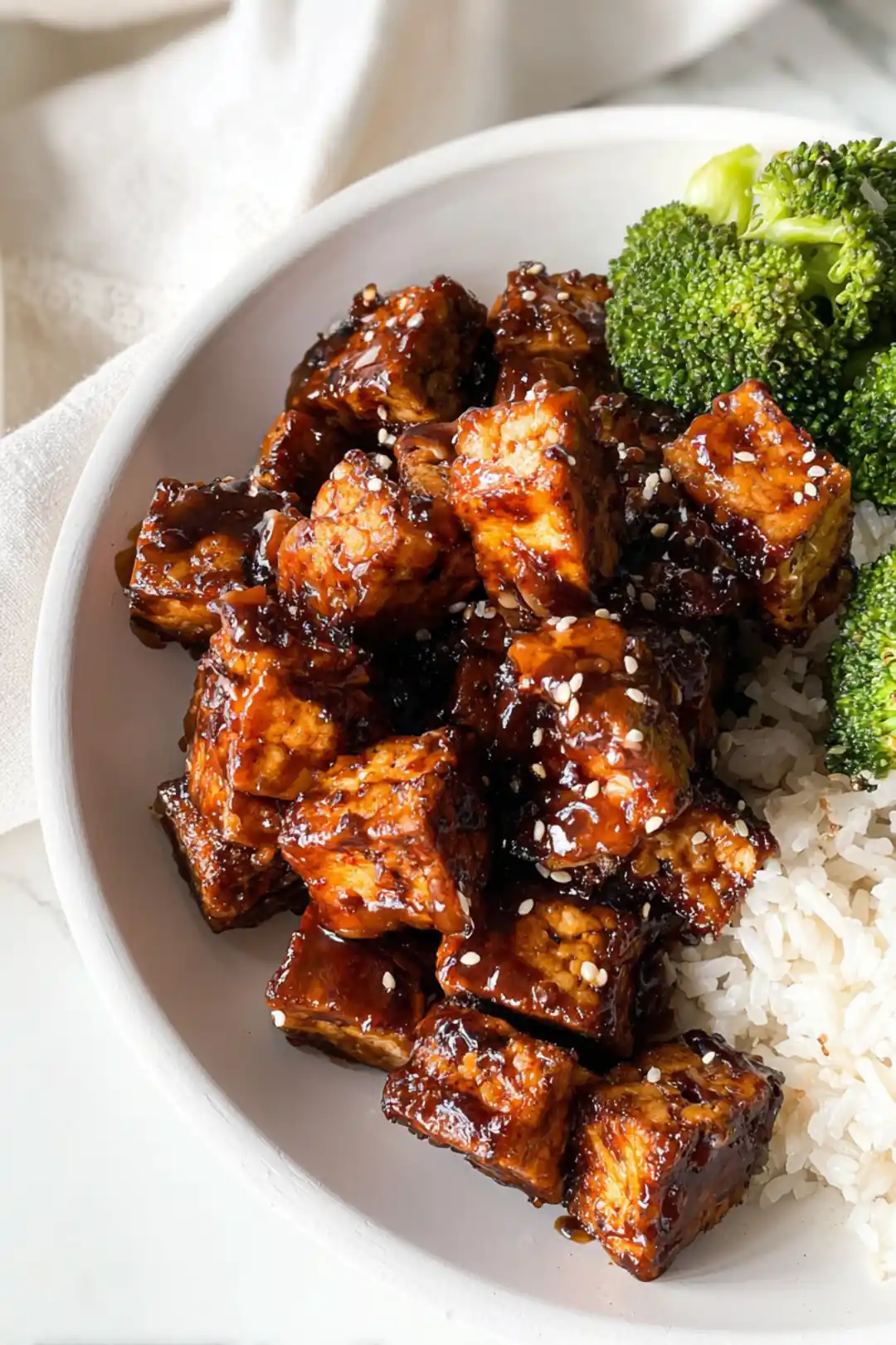 Air fryer tofu bites with sticky glaze