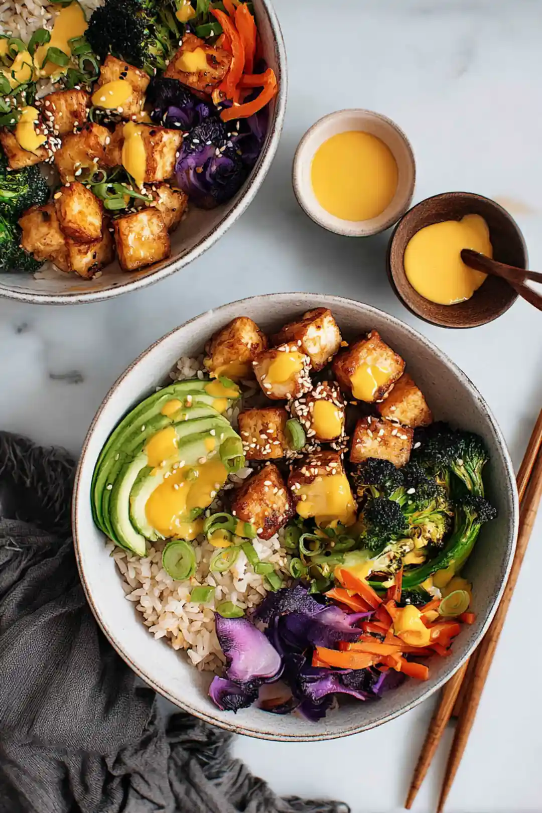 air fryer tofu bowl healthy lunch