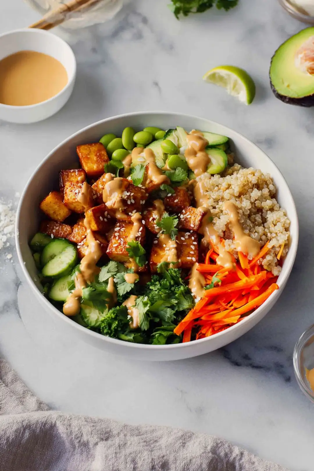 Air fryer tofu grain bowl recipe