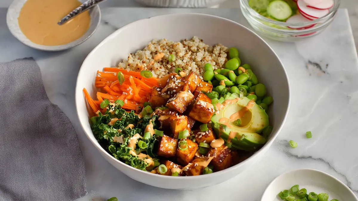 air fryer tofu grain bowl recipe