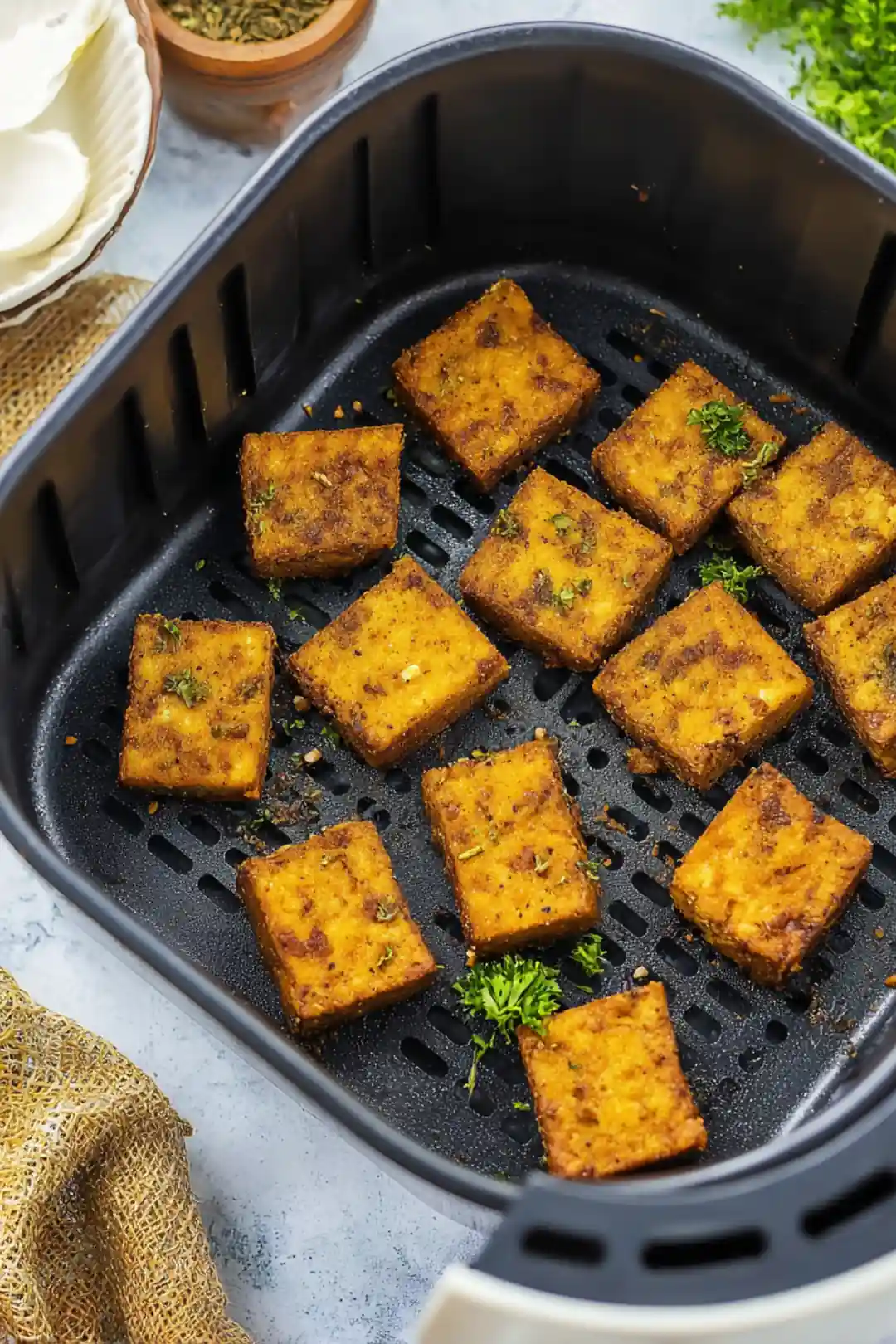 air fryer tofu snack crispy vegan protein
