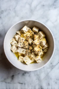 Combine the tofu with olive oil and seasonings