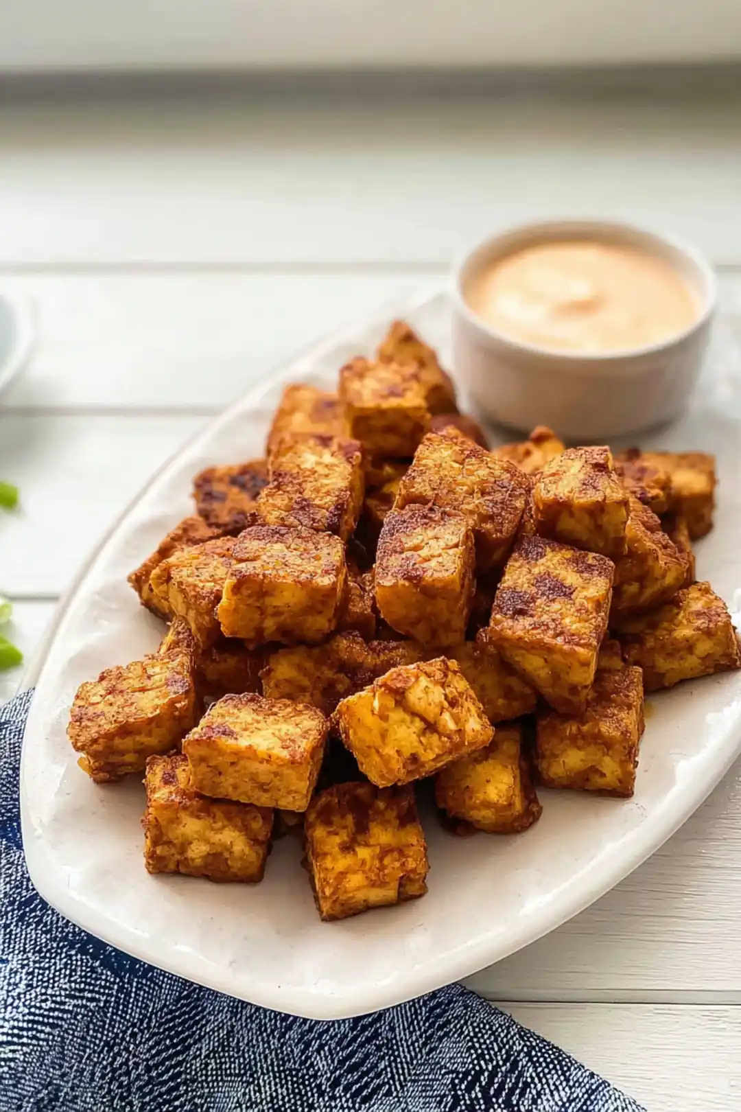oil free and cornstarch free air fryer tofu