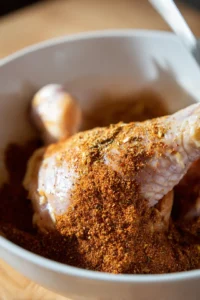 Place marinated chicken leg quarters in air fryer basket