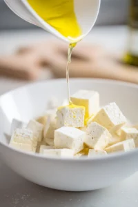 Preheat air fryer to 380°F and cook tofu until crispy