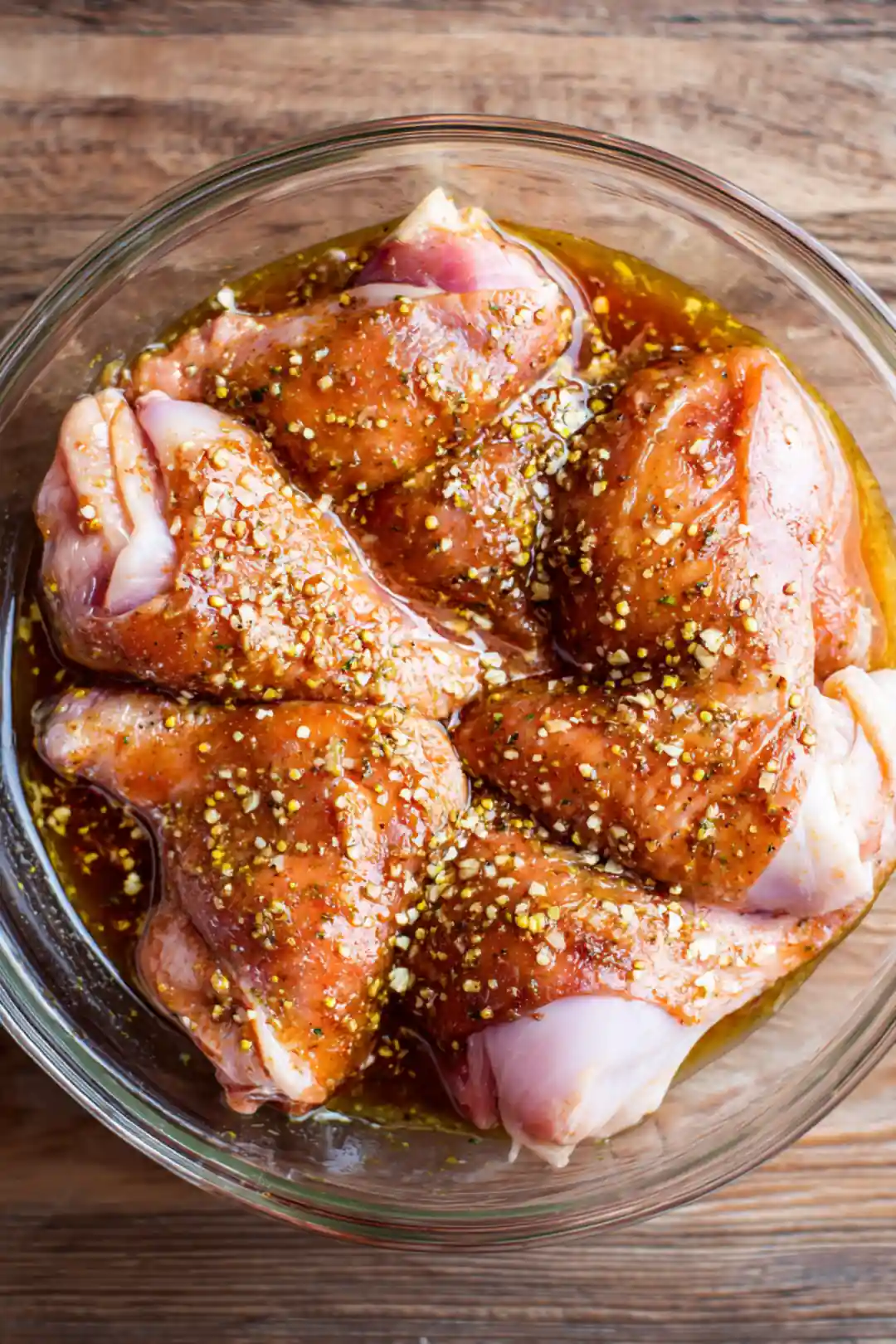 Arrange chicken leg quarters in marinade