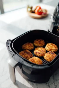 Cook chicken patties until crispy in air fryer