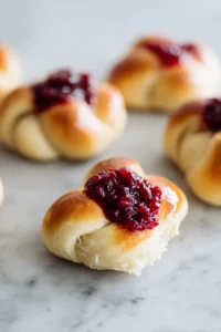 Flatten dinner rolls and layer with cranberry sauce, turkey, and brie