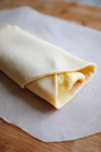 Fold an egg roll wrapper with filling