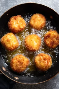 Fry croquettes until golden brown