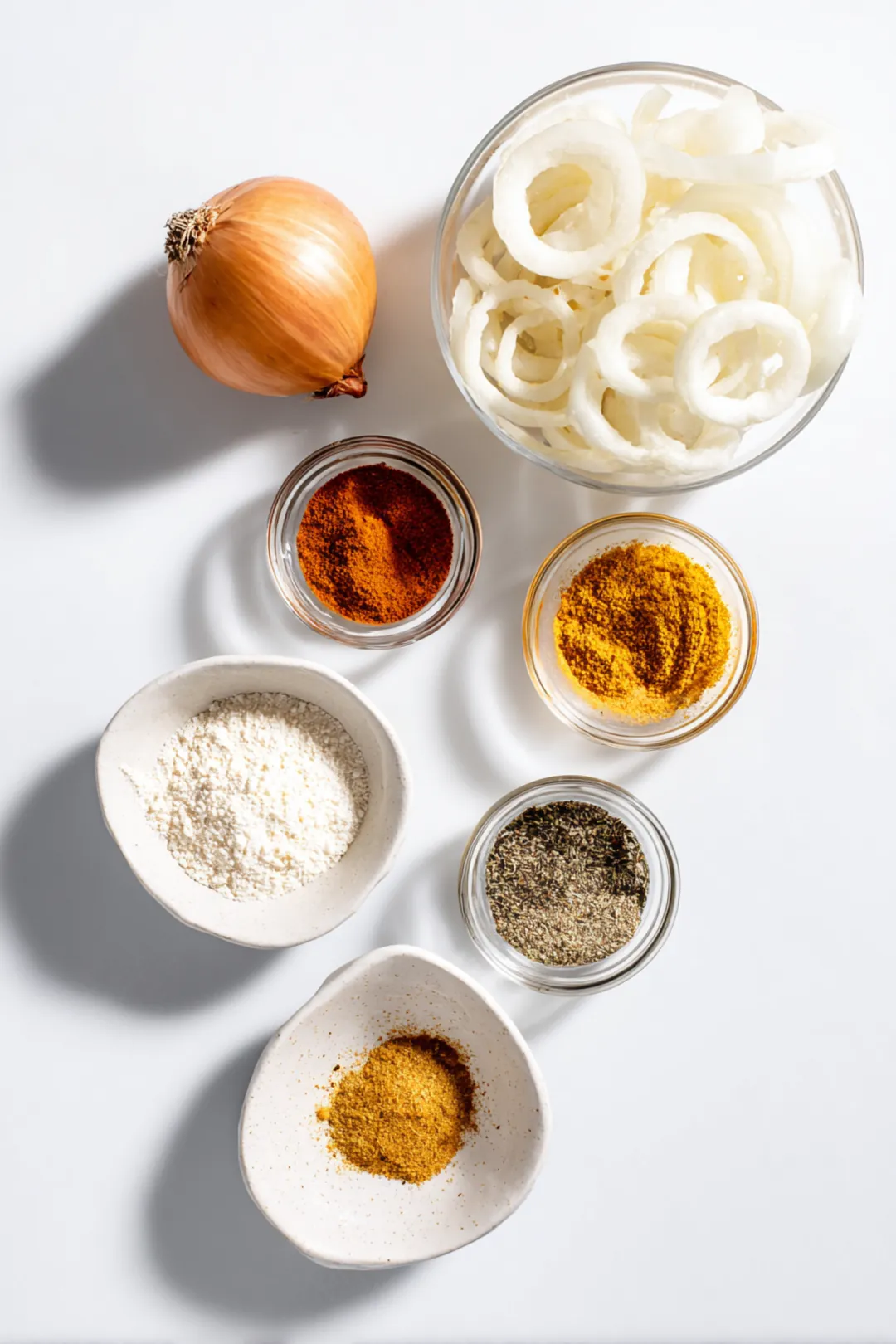 Homemade air fryer onion rings without breadcrumbs - ingredients