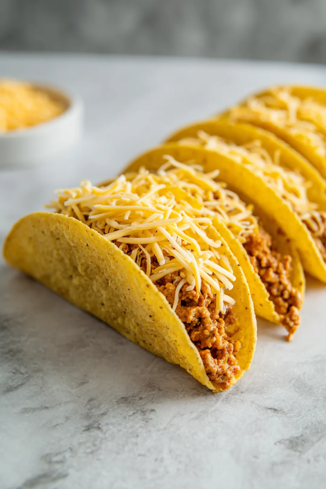 Spoon the turkey and stuffing mixture into the taco shells, topping with shredded cheese