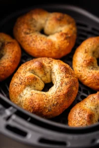 Air fry bagels until golden brown and cooked through