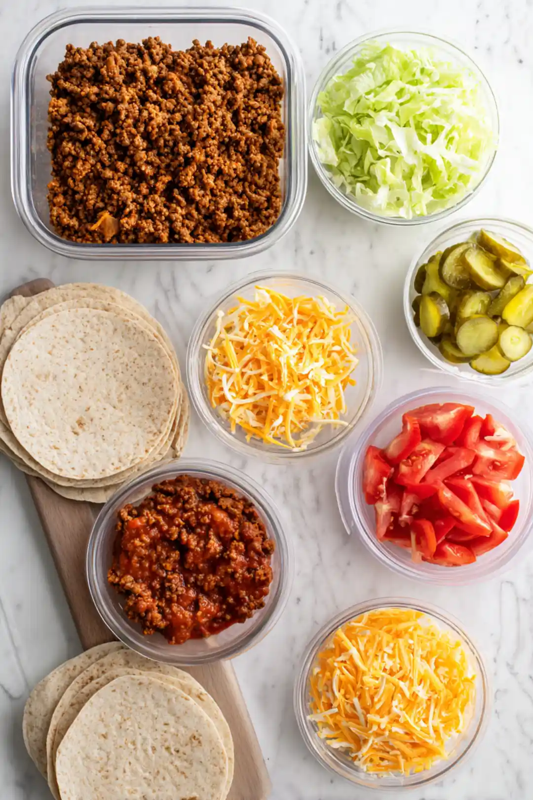 air fryer big mac tacos recipe - ingredients