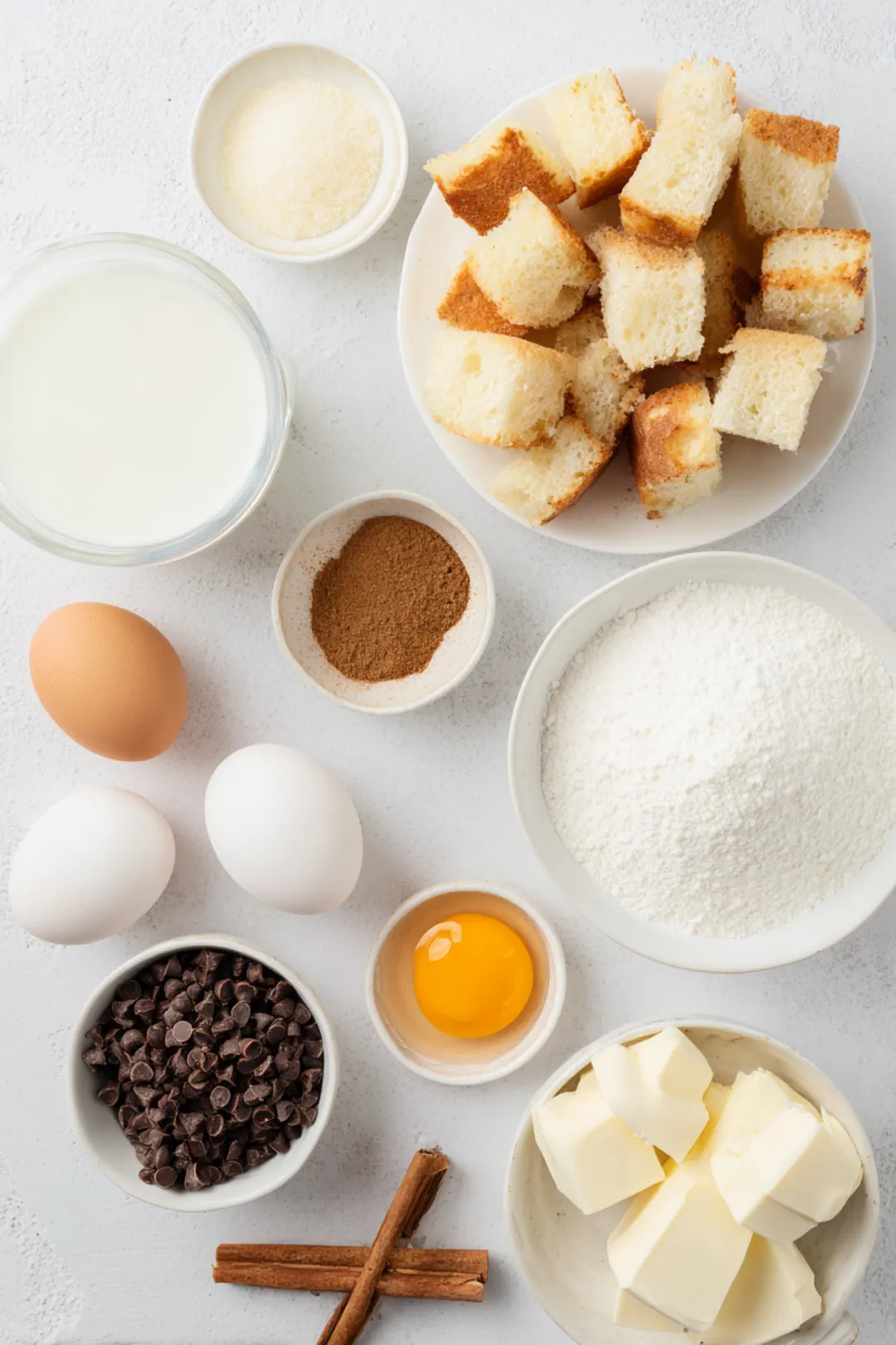 Air fryer bread pudding - ingredients