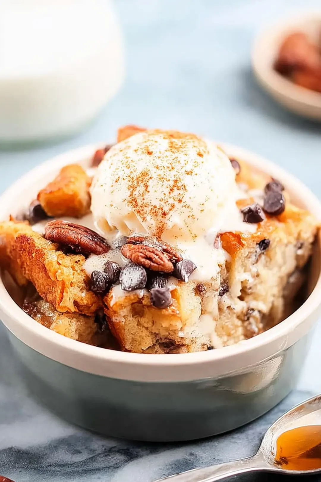 Air fryer bread pudding