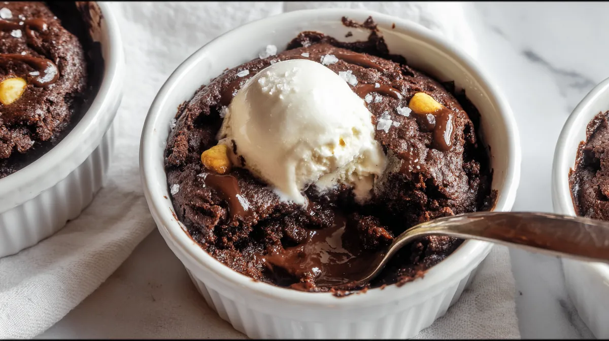 Air fryer brownies in a ramekin