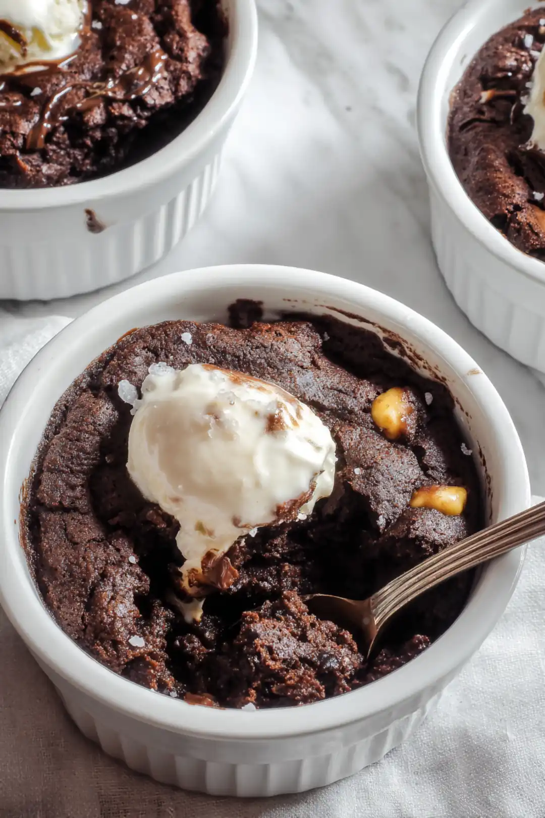 Air fryer brownies in a ramekin