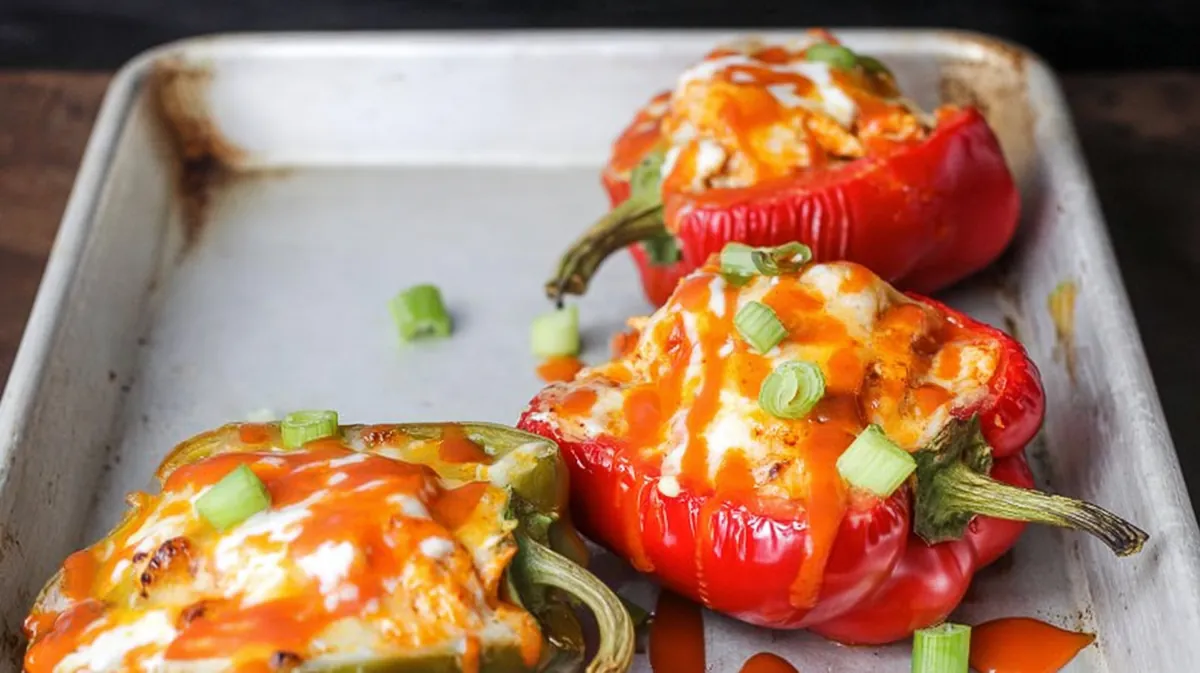 Air fryer buffalo chicken stuffed peppers
