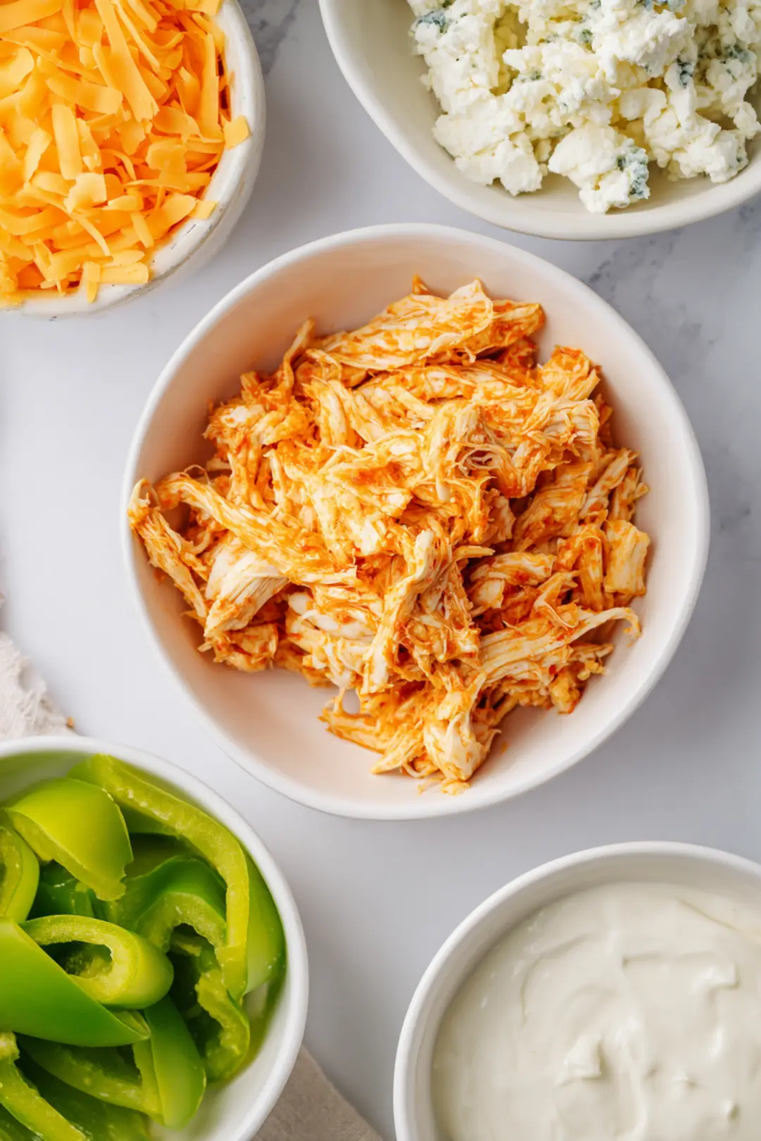 Air fryer buffalo chicken stuffed peppers - ingredients