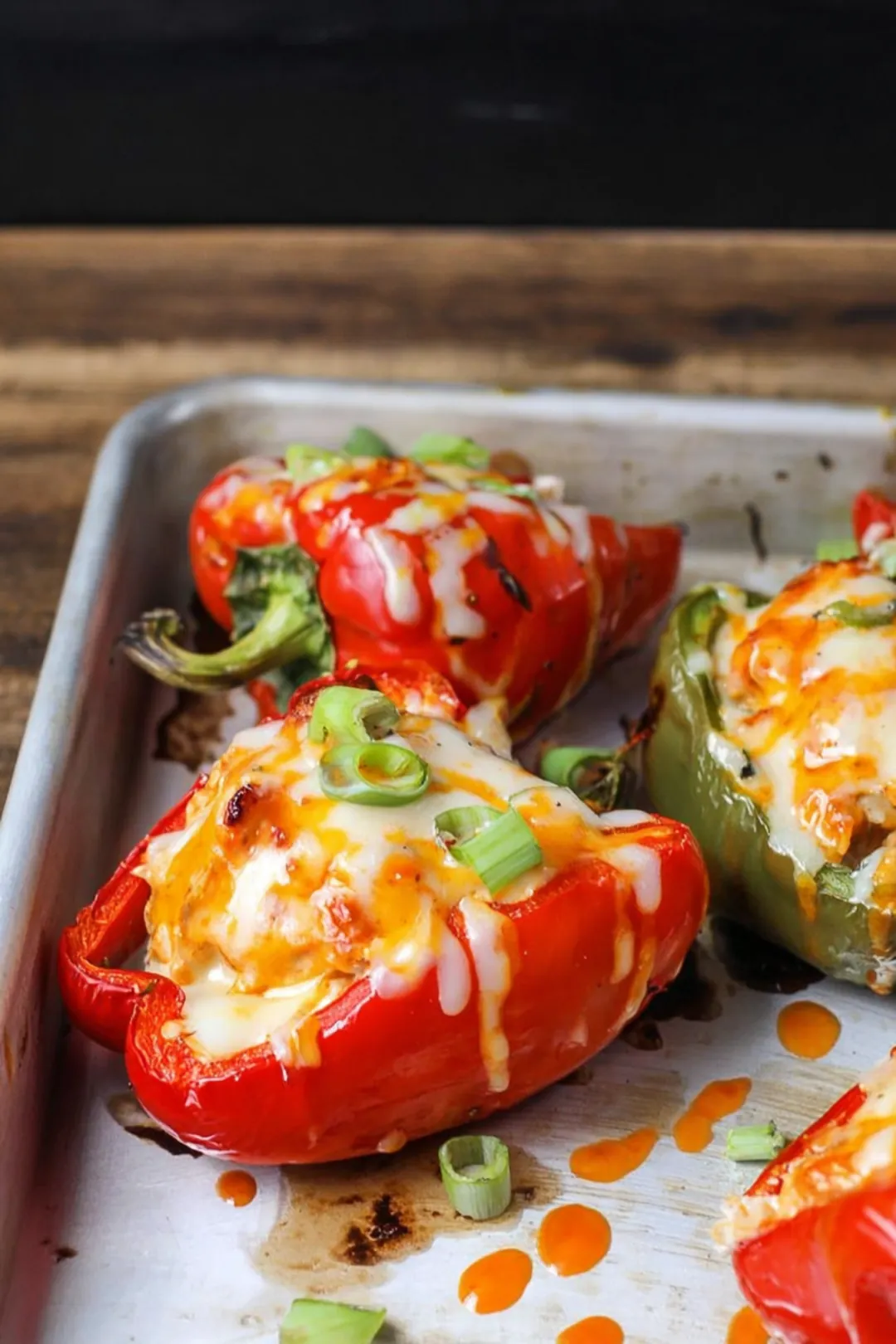 Air fryer buffalo chicken stuffed peppers