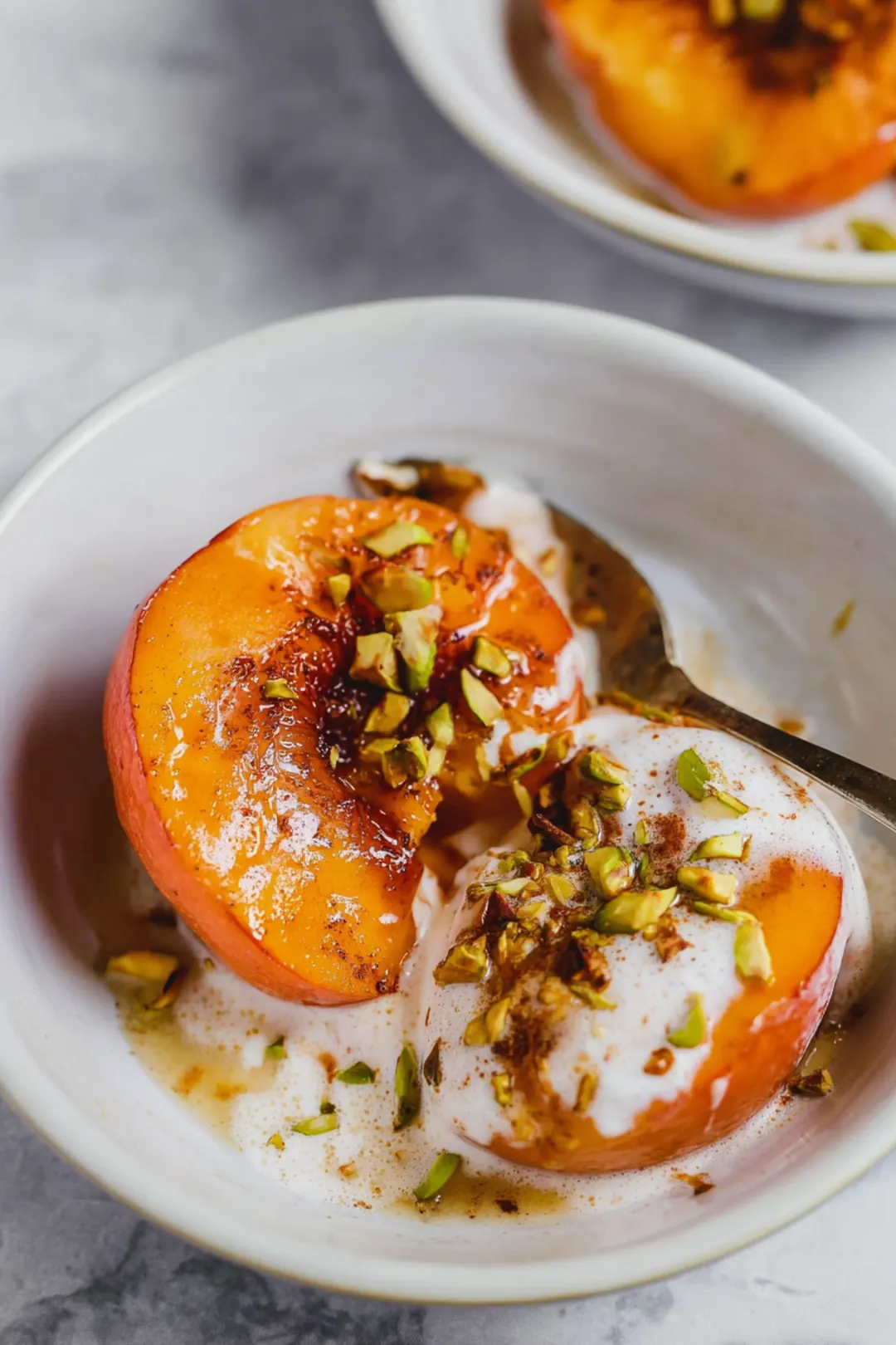 Air fryer caramelized peaches