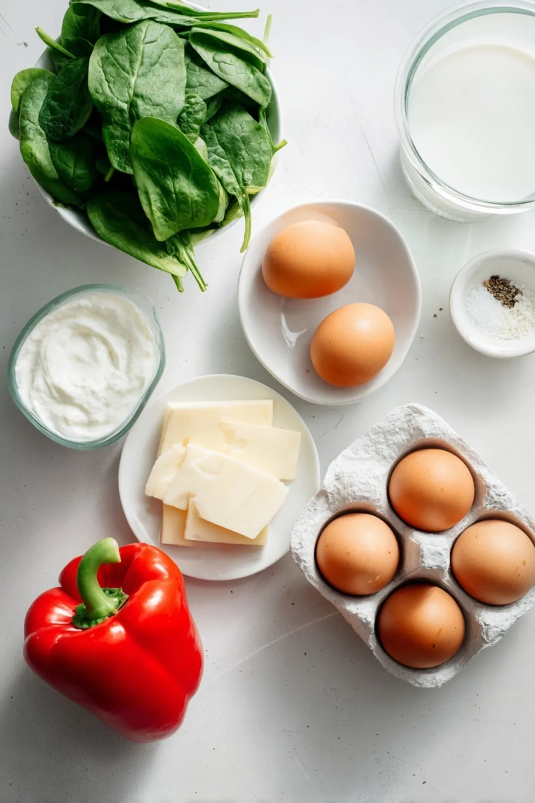 Air fryer crustless quiche - ingredients