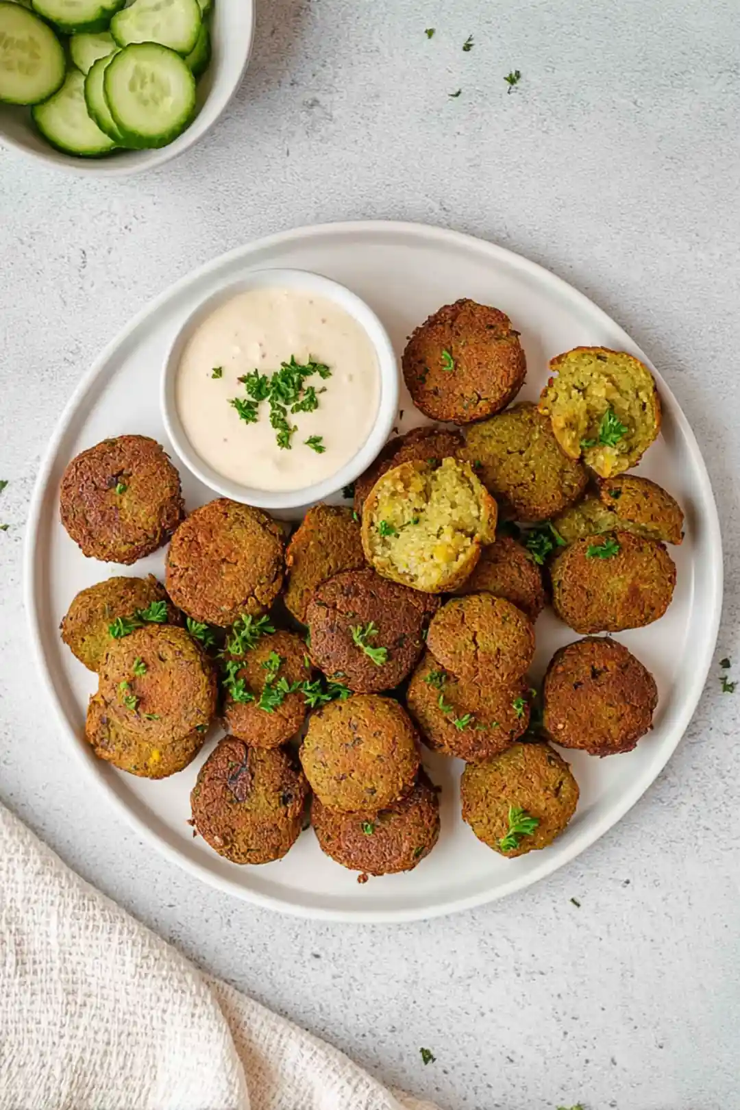 Air fryer falafel with tahini