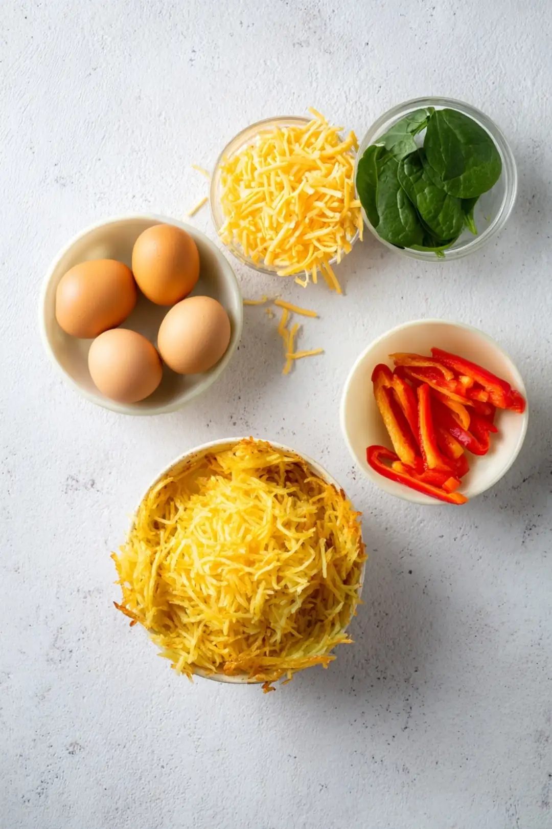 Air fryer hash brown egg cups - ingredients