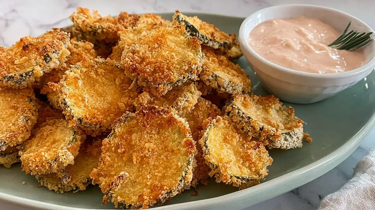 air fryer pickle chips with spicy dipping sauce