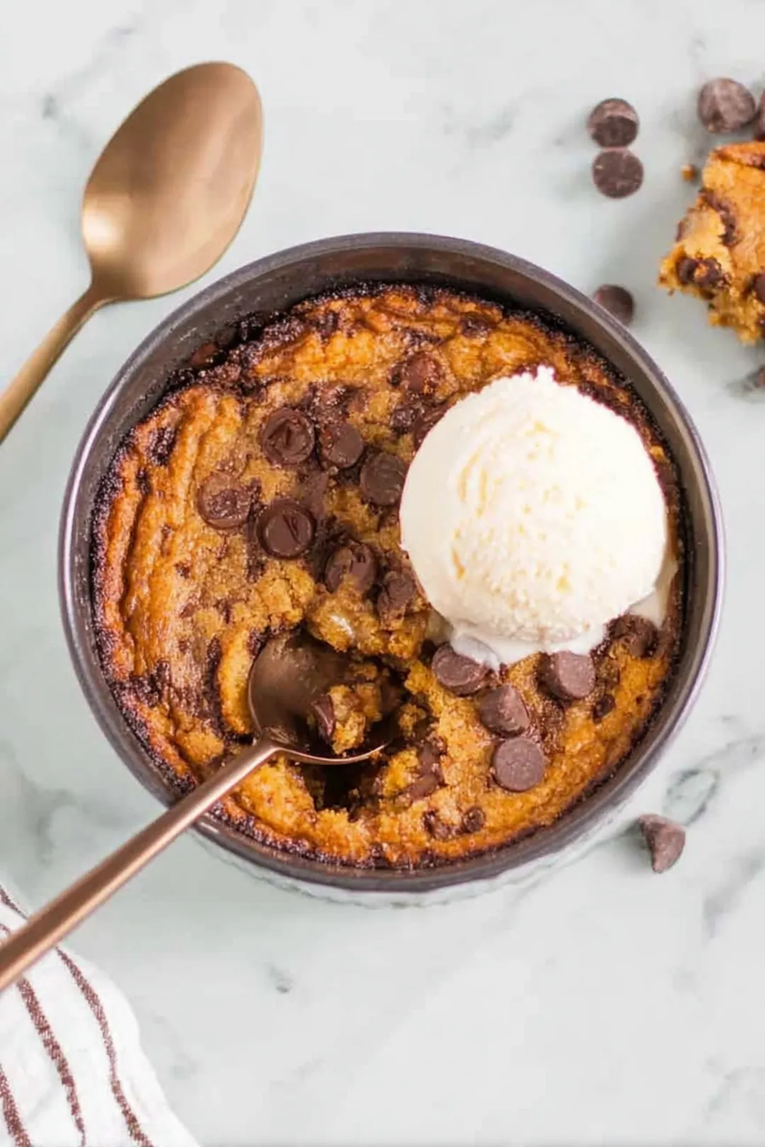 Air fryer pizookie in a ramekin