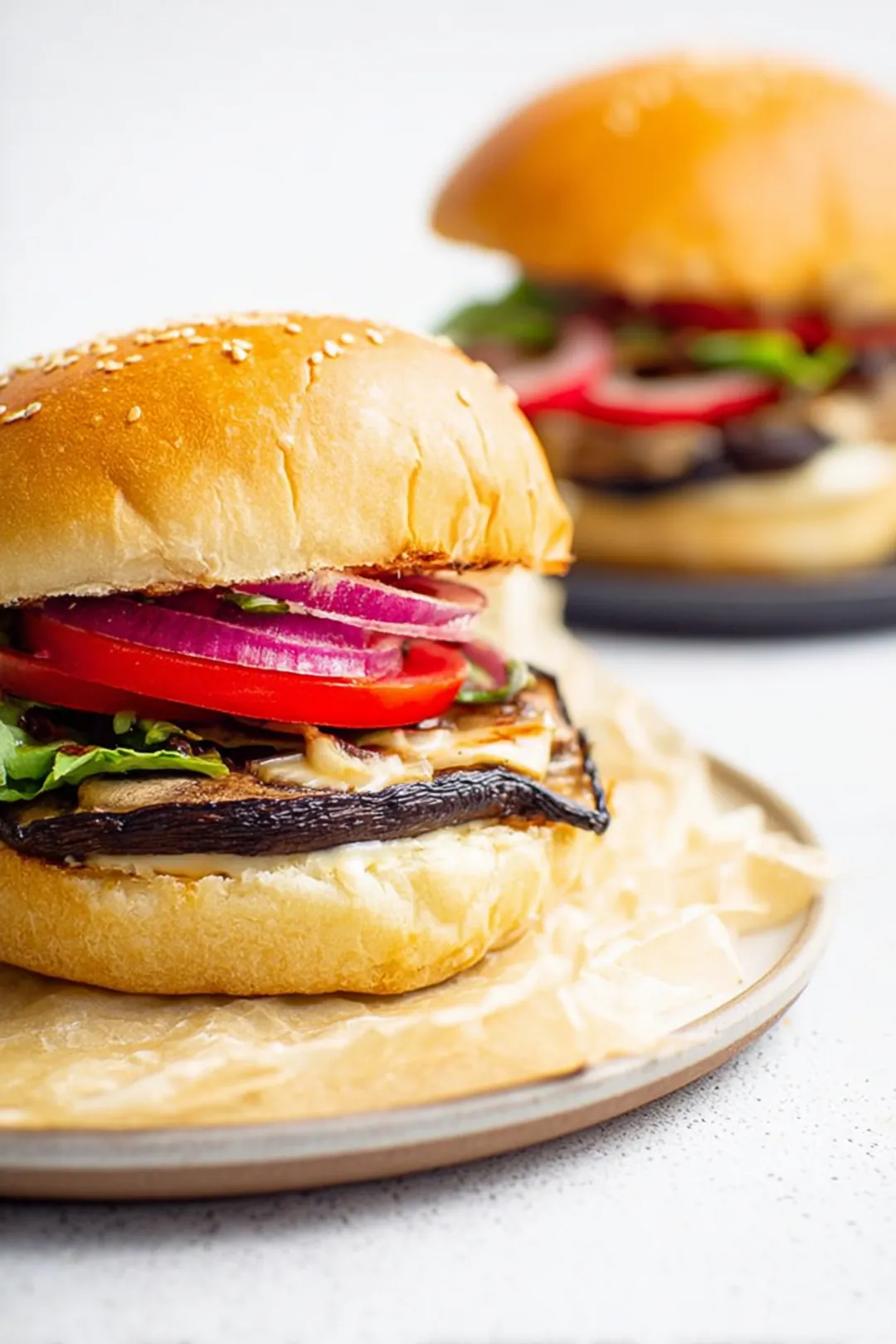 Air fryer portobello mushroom burgers