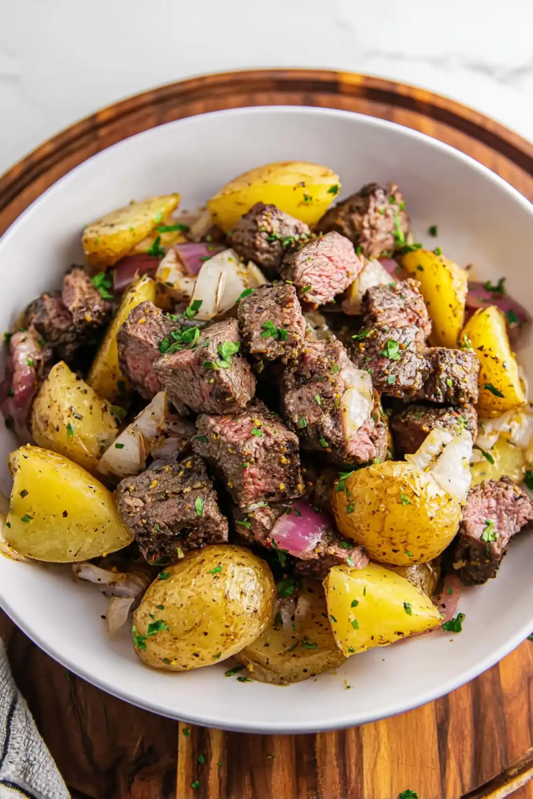Air fryer steak and potato bowl