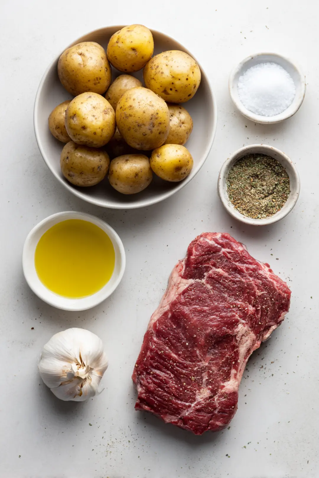 Air fryer steak bites and potatoes - ingredients