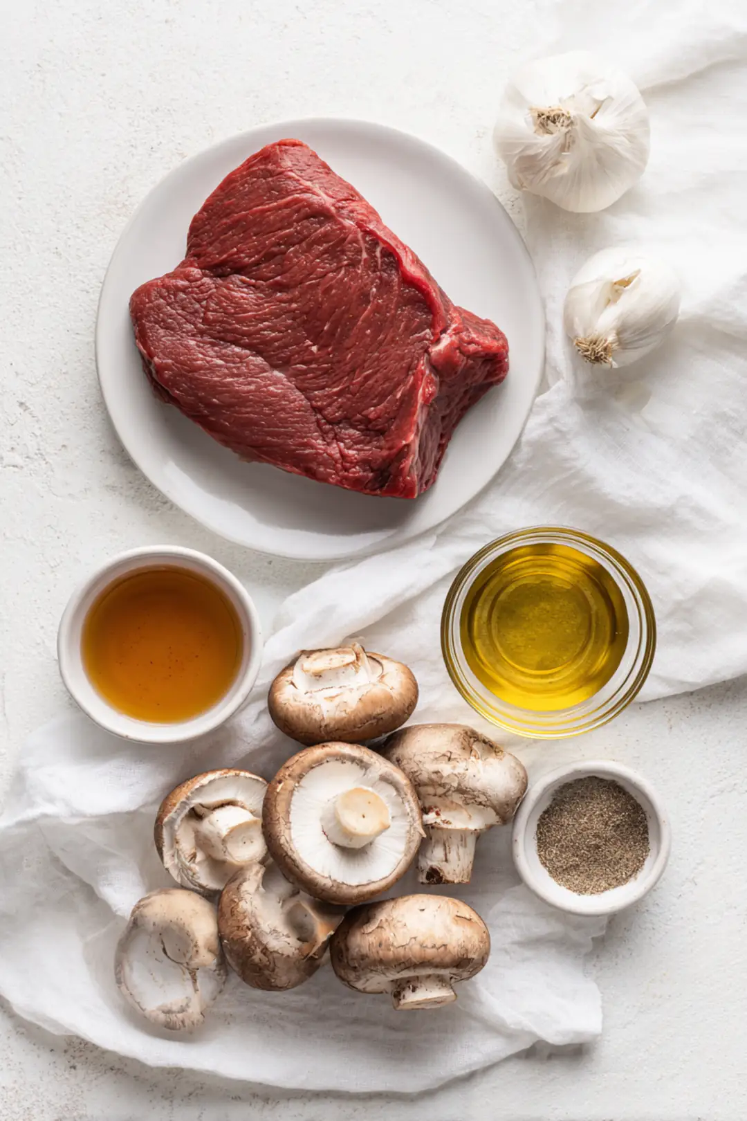 Air fryer steak bites with mushrooms - ingredients